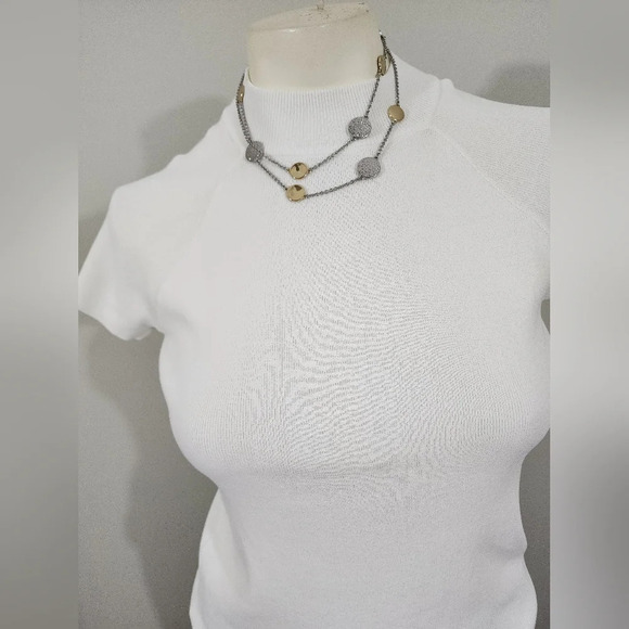 Talbots Long, Two Toned coin Necklace - Picture 2 of 6